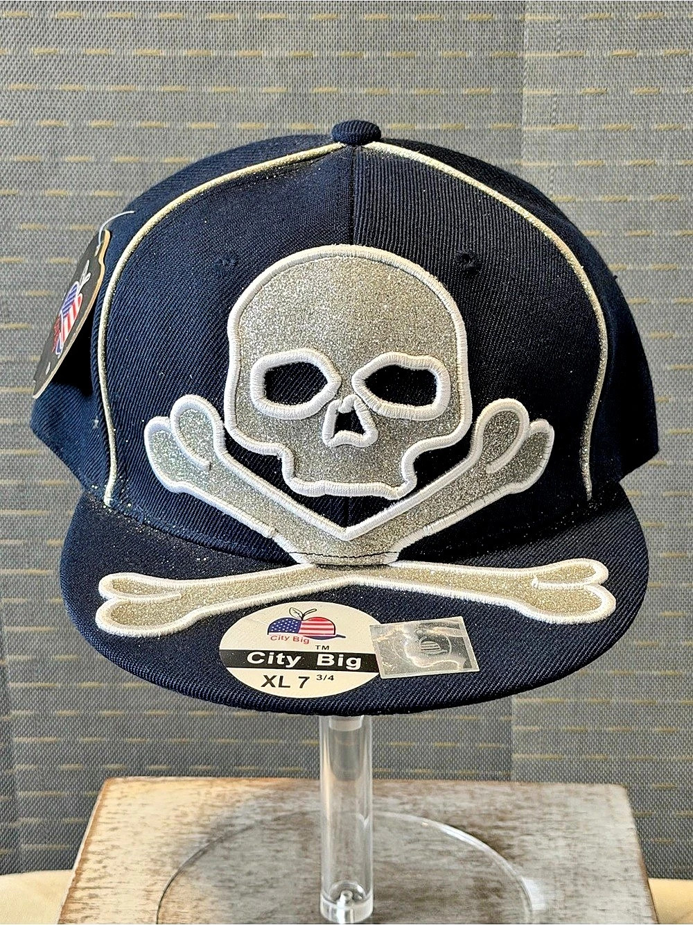 City Big Dark Blue Skull & Crossbones Fitted Hat